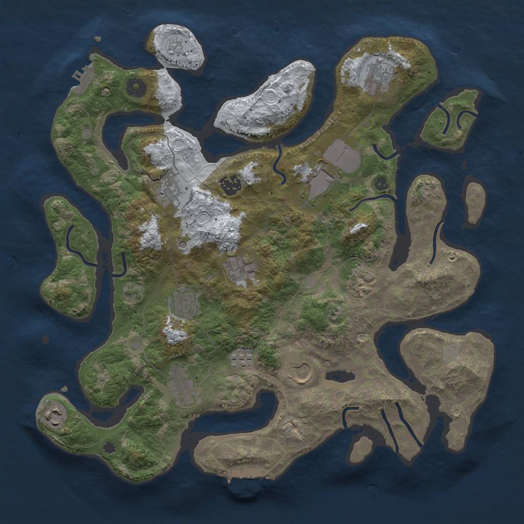 Rust Map: Procedural Map, Size: 3850, Seed: 580058039, 20 Monuments