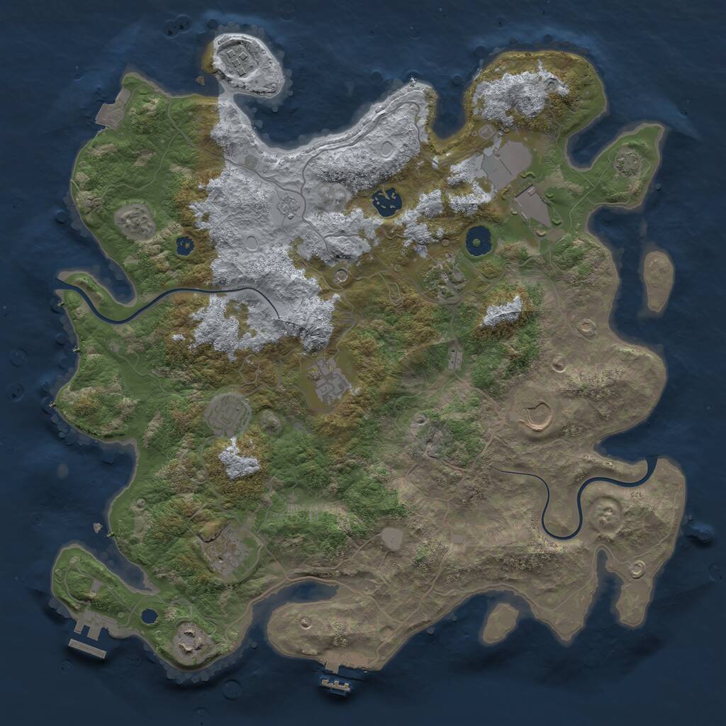Rust Map: Procedural Map, Size: 3850, Seed: 580058039, 15 Monuments