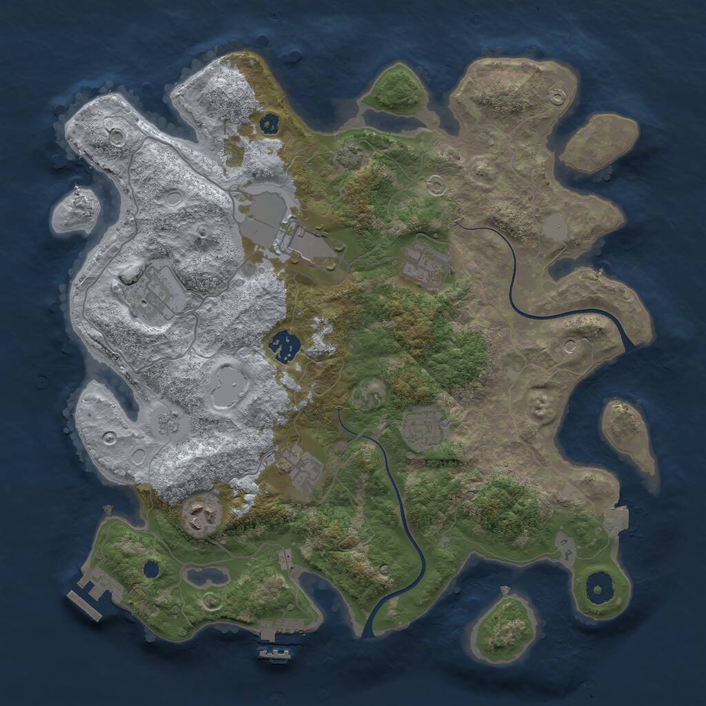 Rust Map: Procedural Map, Size: 3500, Seed: 811965, 13 Monuments