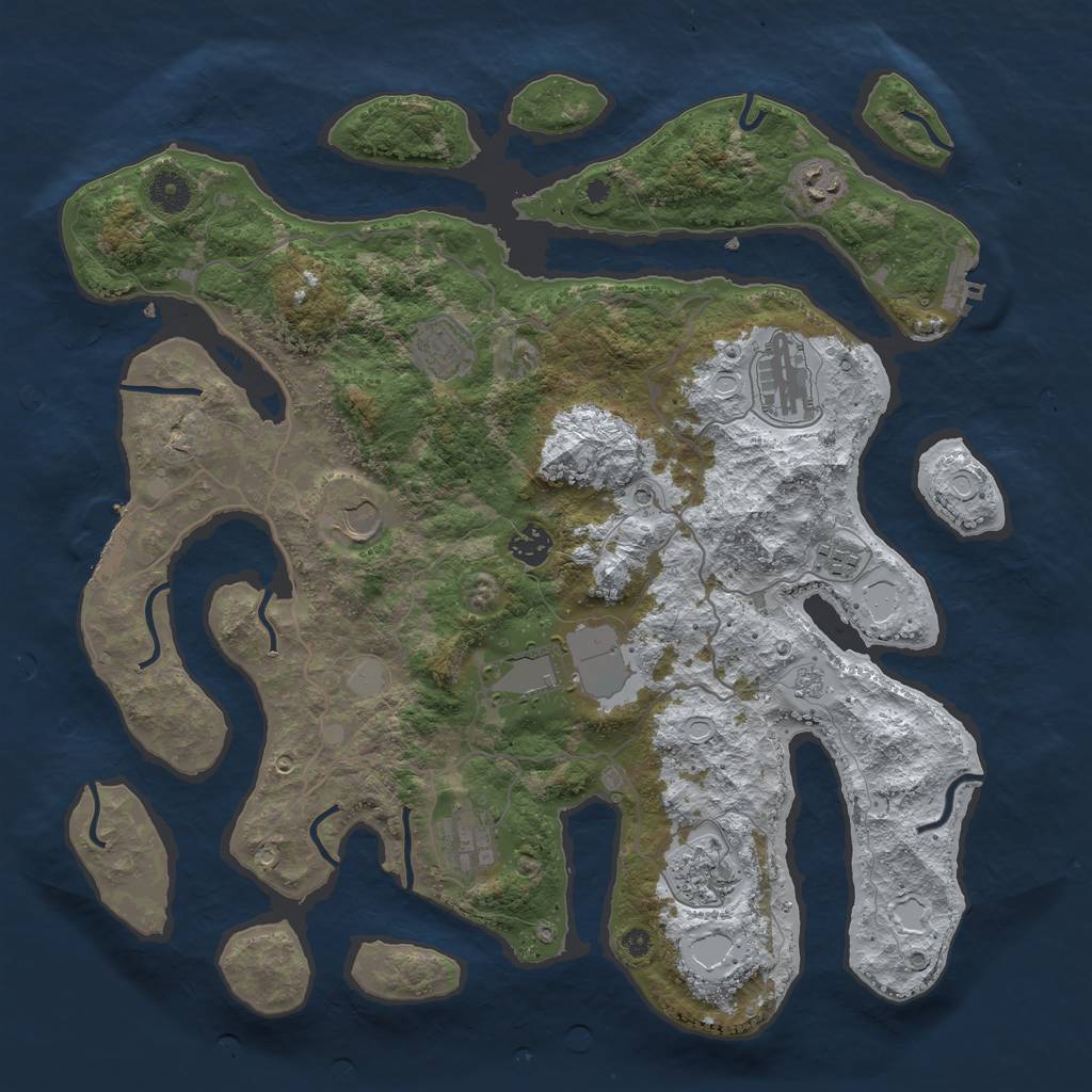 Rust Map: Procedural Map, Size: 4000, Seed: 817191274, 18 Monuments