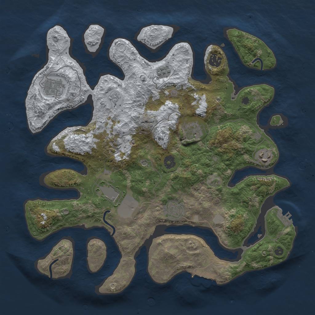 Rust Map: Procedural Map, Size: 3700, Seed: 2427273, 17 Monuments