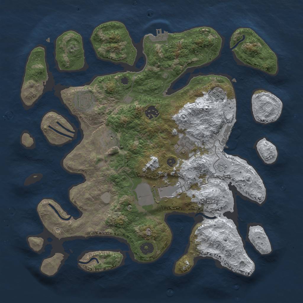 Rust Map: Procedural Map, Size: 3500, Seed: 1065602360, 14 Monuments