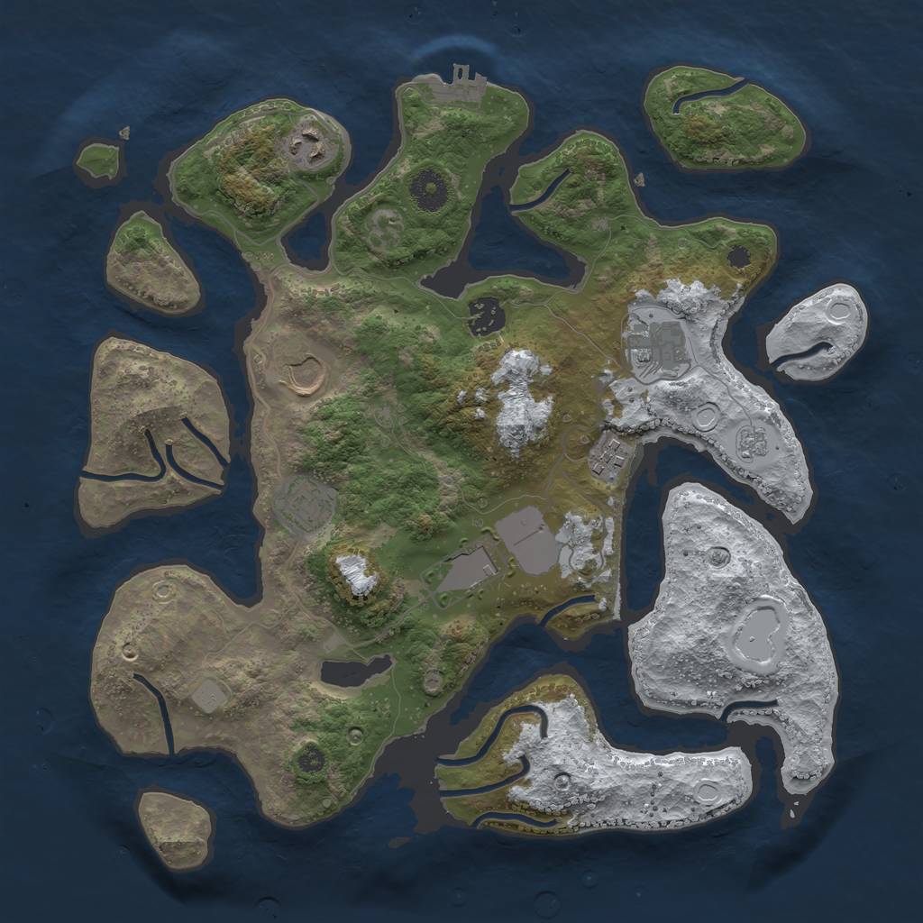 Rust Map: Procedural Map, Size: 3550, Seed: 4582720, 14 Monuments