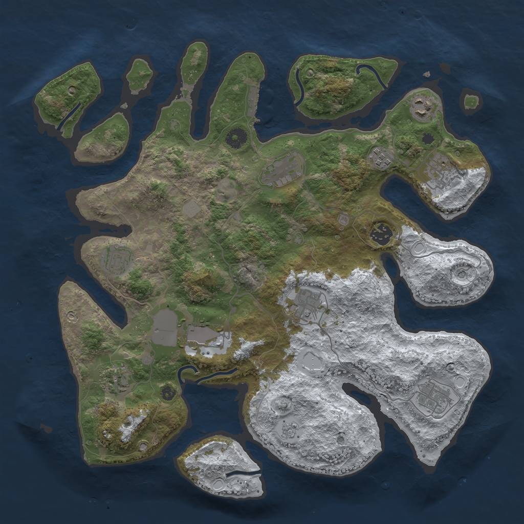 Rust Map: Procedural Map, Size: 3850, Seed: 563497793, 18 Monuments