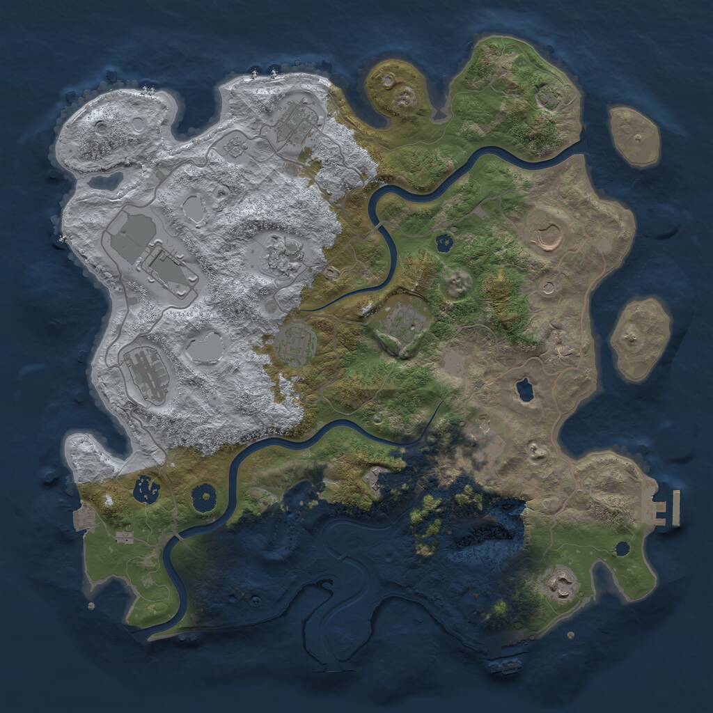 Rust Map: Procedural Map, Size: 4000, Seed: 6133753, 17 Monuments
