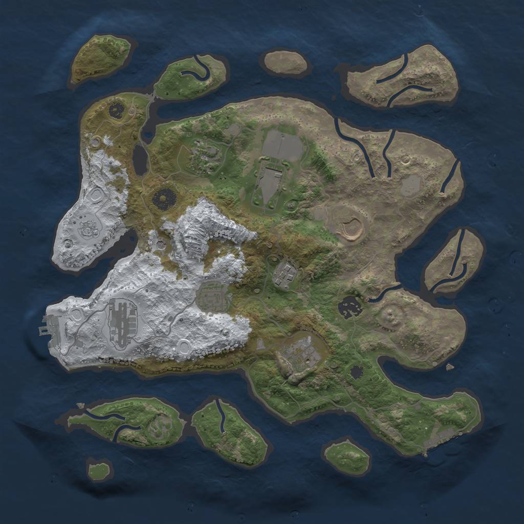 Rust Map: Procedural Map, Size: 3500, Seed: 2053002096, 17 Monuments