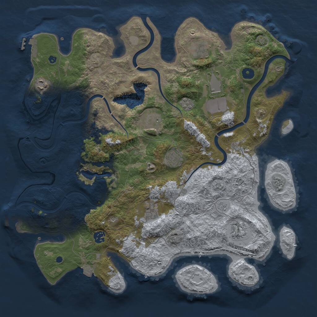 Rust Map: Procedural Map, Size: 4000, Seed: 841675, 15 Monuments