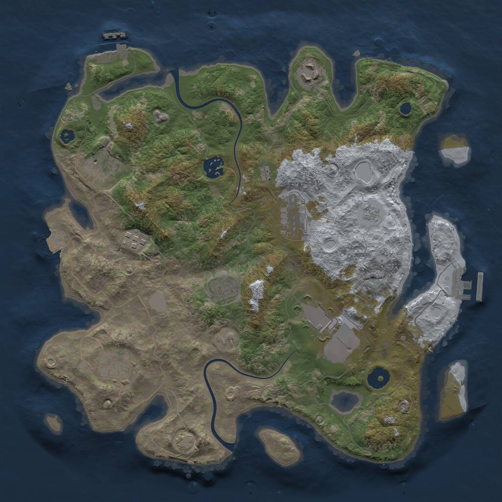 Rust Map: Procedural Map, Size: 3500, Seed: 4693716, 13 Monuments