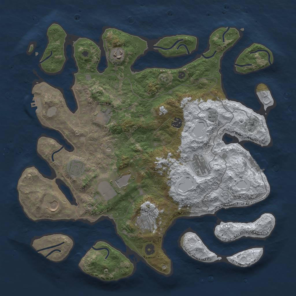 Rust Map: Procedural Map, Size: 4100, Seed: 1103571, 18 Monuments