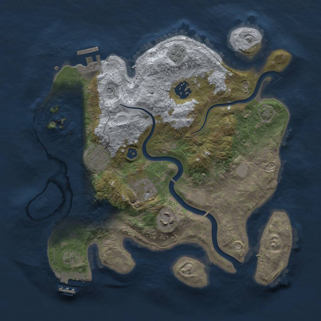 Rust Map: Procedural Map, Size: 3000, Seed: 223551, 10 Monuments