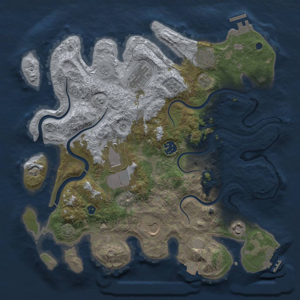 Rust Map: Procedural Map, Size: 3500, Seed: 3591, 13 Monuments