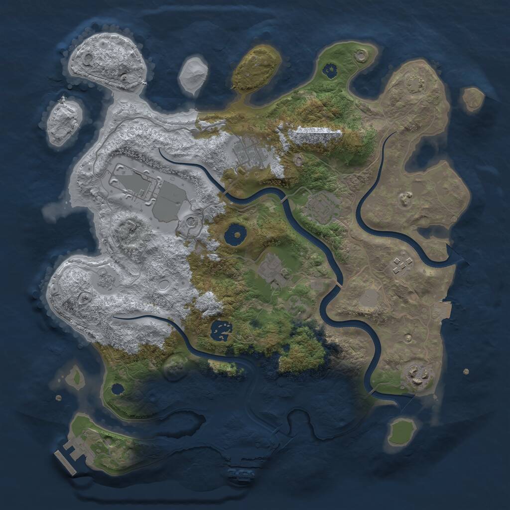Rust Map: Procedural Map, Size: 3500, Seed: 4630546, 13 Monuments