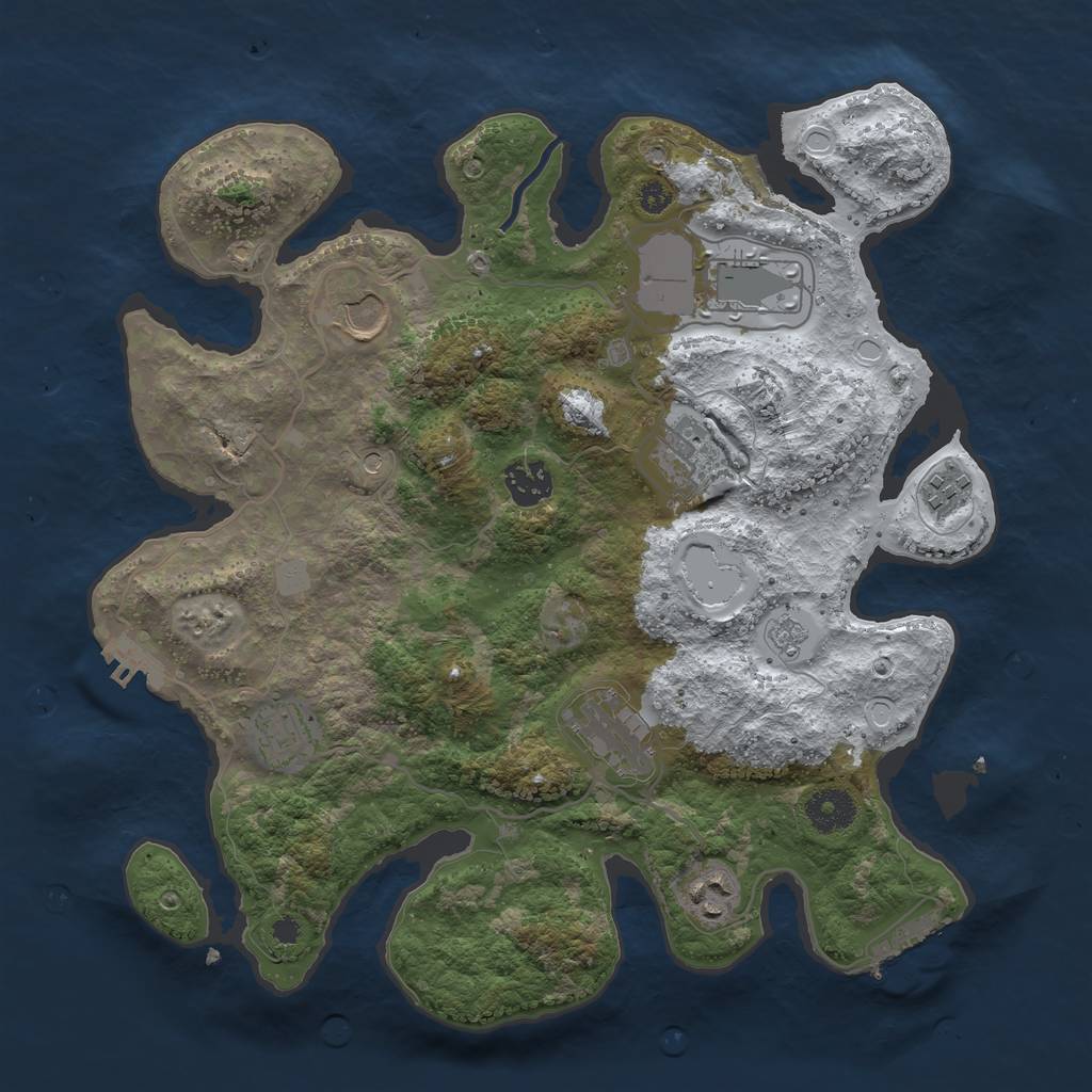 Rust Map: Procedural Map, Size: 3500, Seed: 3326322, 17 Monuments
