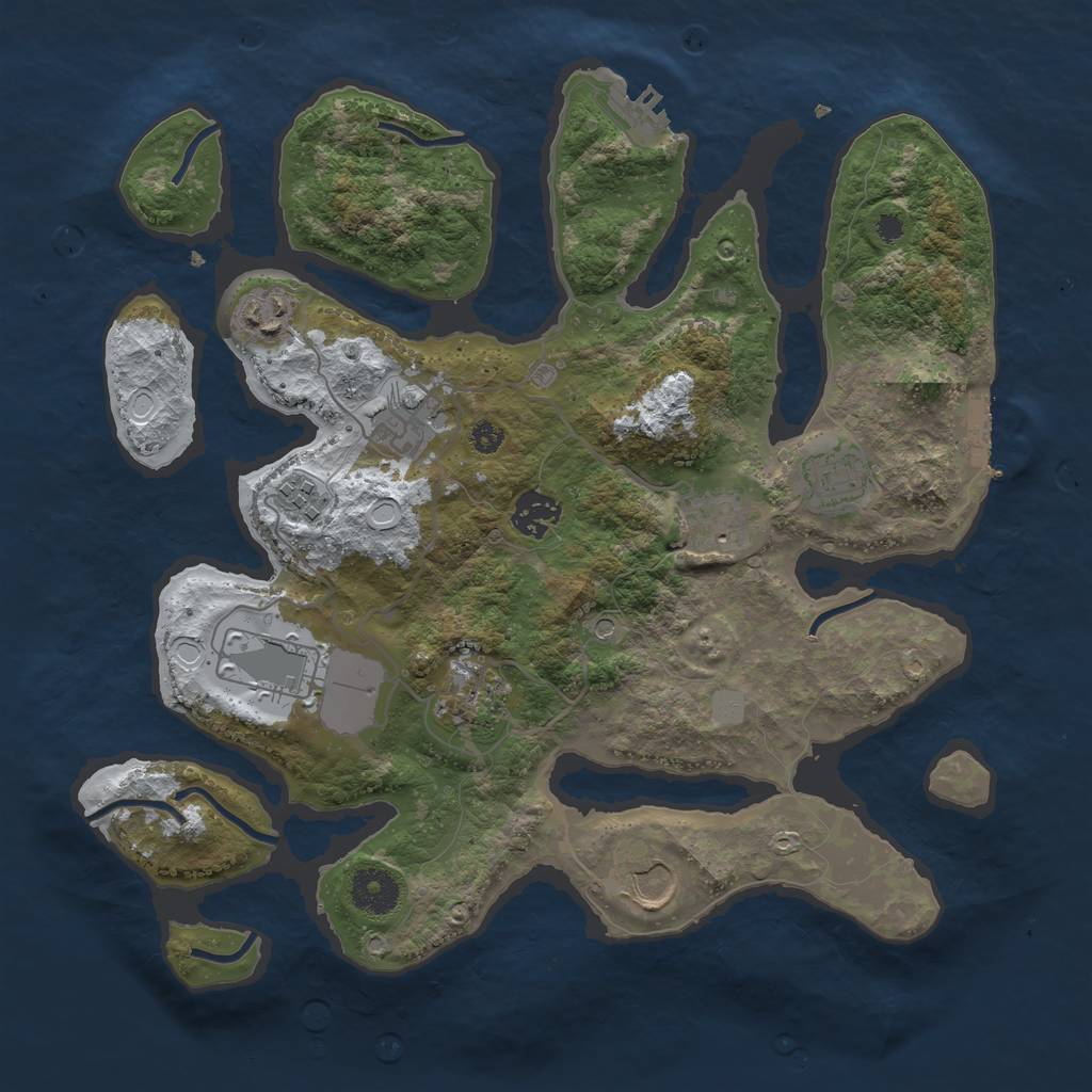 Rust Map: Procedural Map, Size: 3500, Seed: 3088412, 17 Monuments
