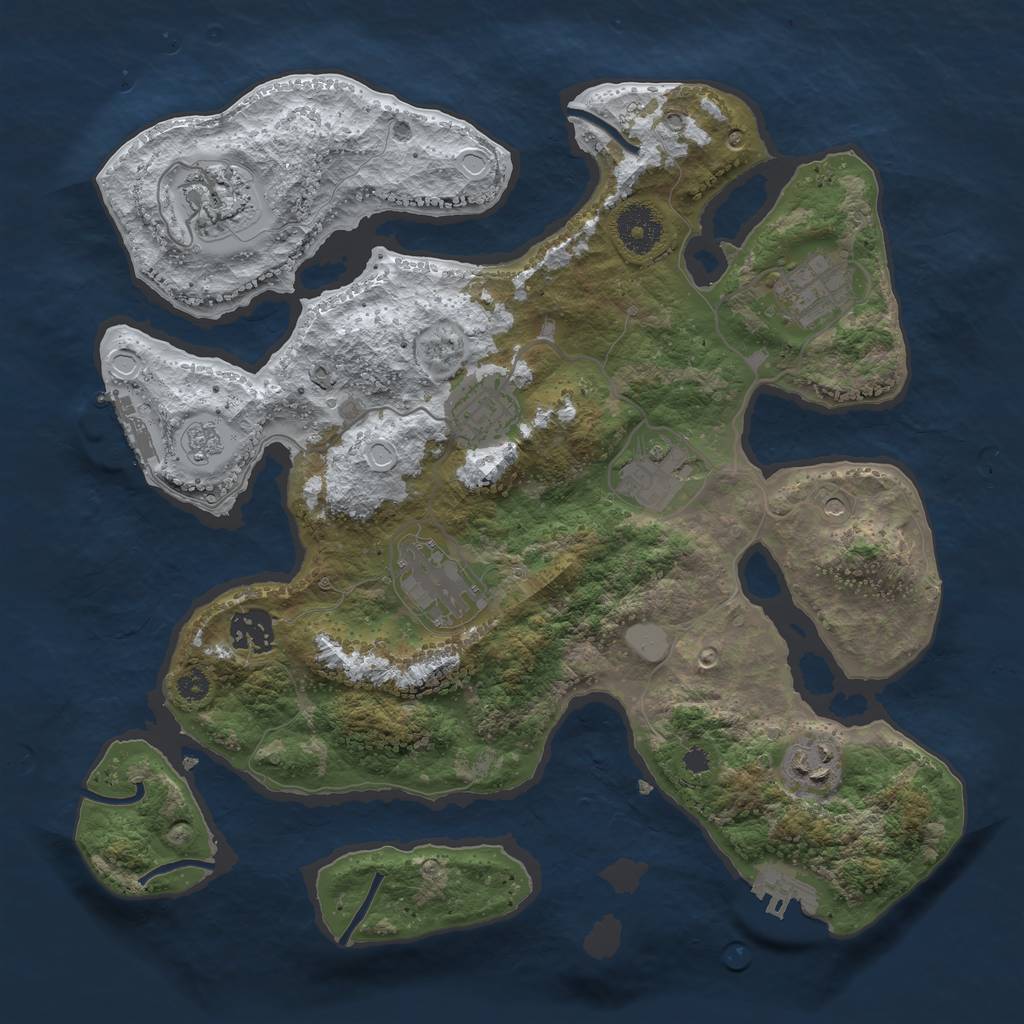 Rust Map: Procedural Map, Size: 3350, Seed: 3302, 16 Monuments