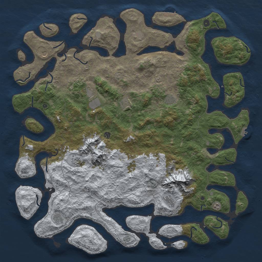Rust Map: Procedural Map, Size: 6000, Seed: 425877181, 20 Monuments