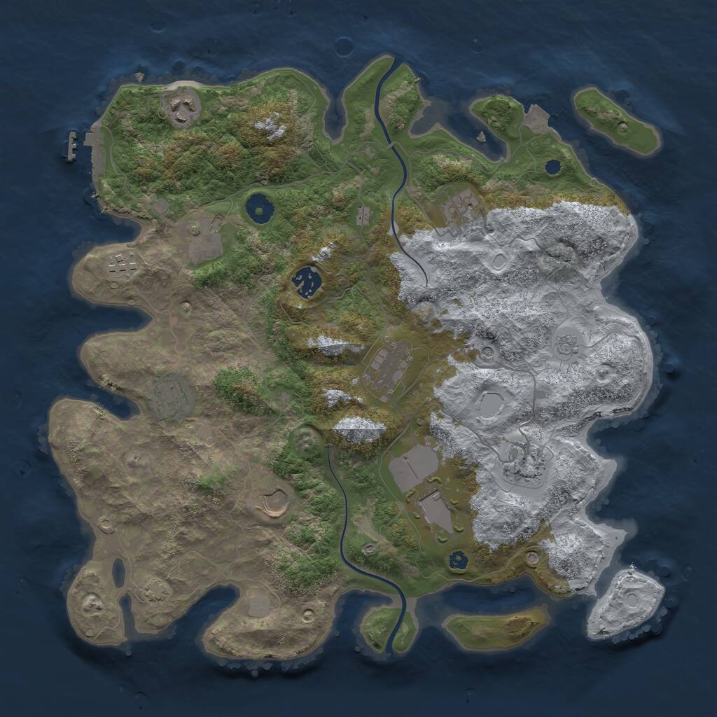 Rust Map: Procedural Map, Size: 3800, Seed: 3434845, 15 Monuments
