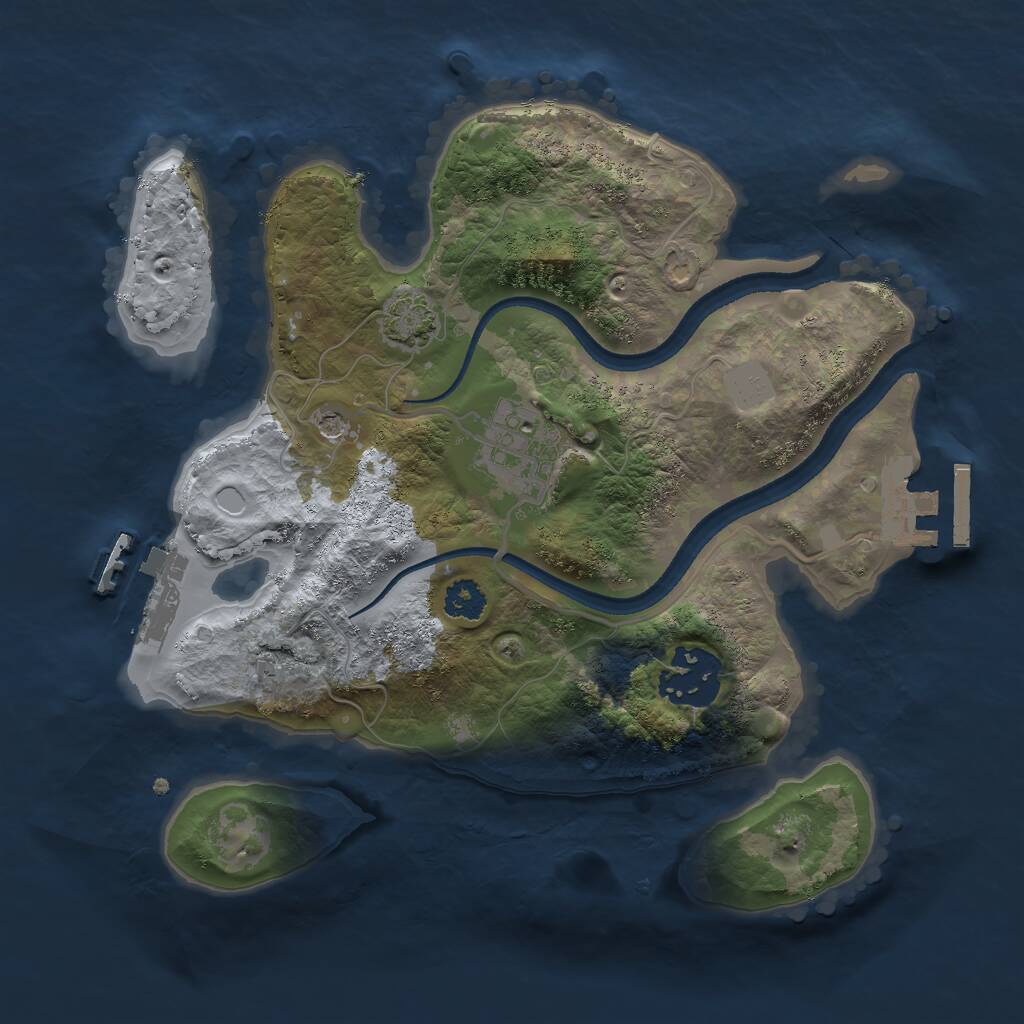 Rust Map: Procedural Map, Size: 2500, Seed: 470574304, 7 Monuments