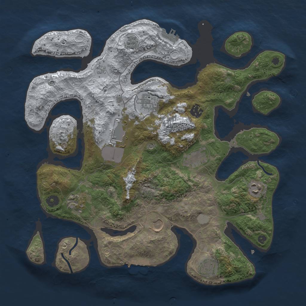 Rust Map: Procedural Map, Size: 3700, Seed: 1367575136, 18 Monuments