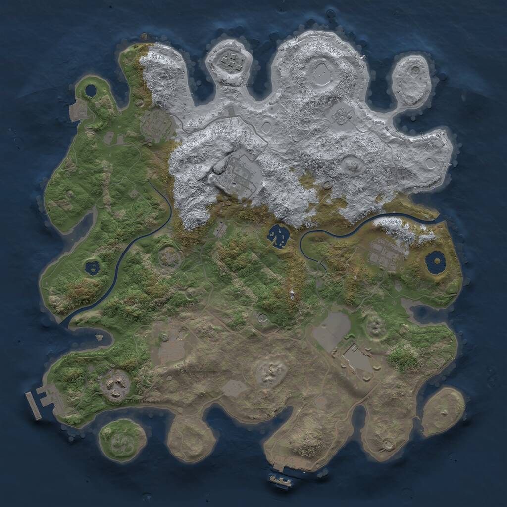 Rust Map: Procedural Map, Size: 3500, Seed: 2680254, 14 Monuments