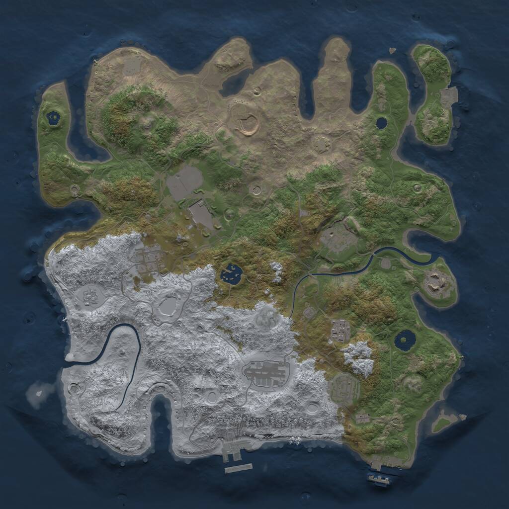 Rust Map: Procedural Map, Size: 3700, Seed: 817842120, 15 Monuments