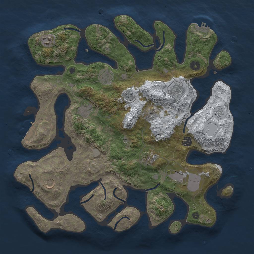Rust Map: Procedural Map, Size: 3800, Seed: 5117012, 18 Monuments