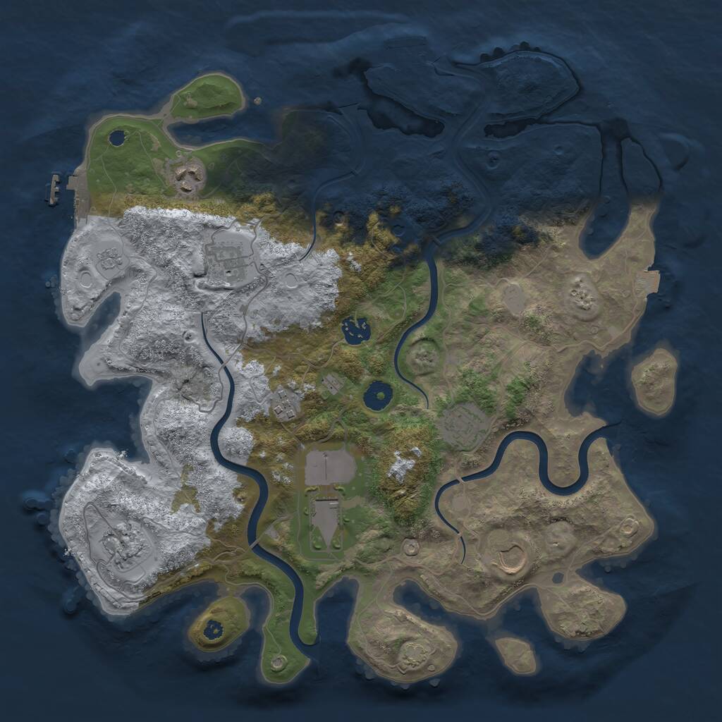 Rust Map: Procedural Map, Size: 3750, Seed: 407246032, 14 Monuments