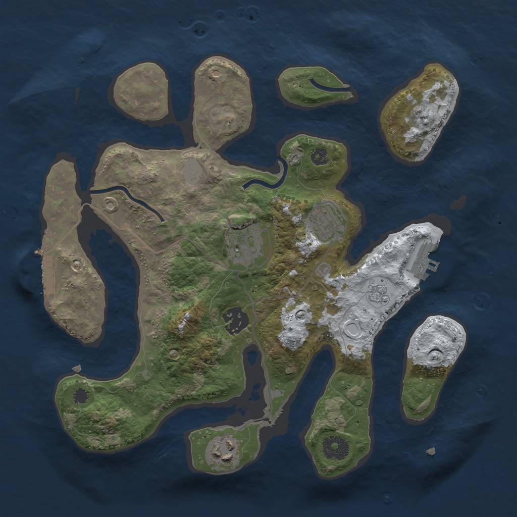 Rust Map: Procedural Map, Size: 3000, Seed: 223403, 12 Monuments