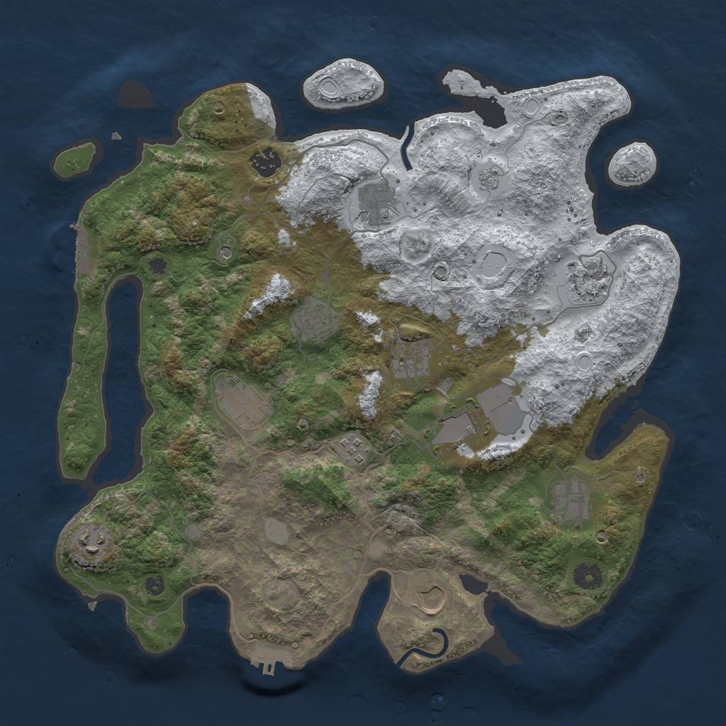 Rust Map: Procedural Map, Size: 3800, Seed: 4350109, 20 Monuments