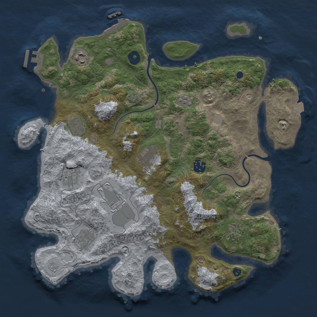 Rust Map: Procedural Map, Size: 3700, Seed: 6438915, 15 Monuments