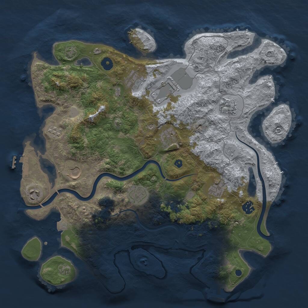Rust Map: Procedural Map, Size: 3800, Seed: 1669491, 16 Monuments