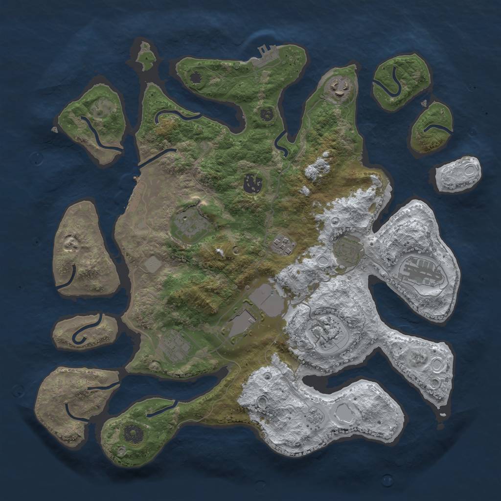 Rust Map: Procedural Map, Size: 3800, Seed: 6455277, 17 Monuments