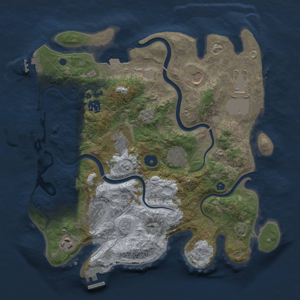 Rust Map: Procedural Map, Size: 3500, Seed: 1915049, 14 Monuments