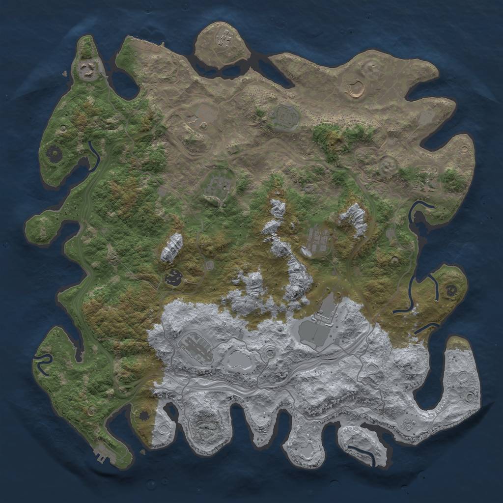 Rust Map: Procedural Map, Size: 4500, Seed: 81237254, 18 Monuments