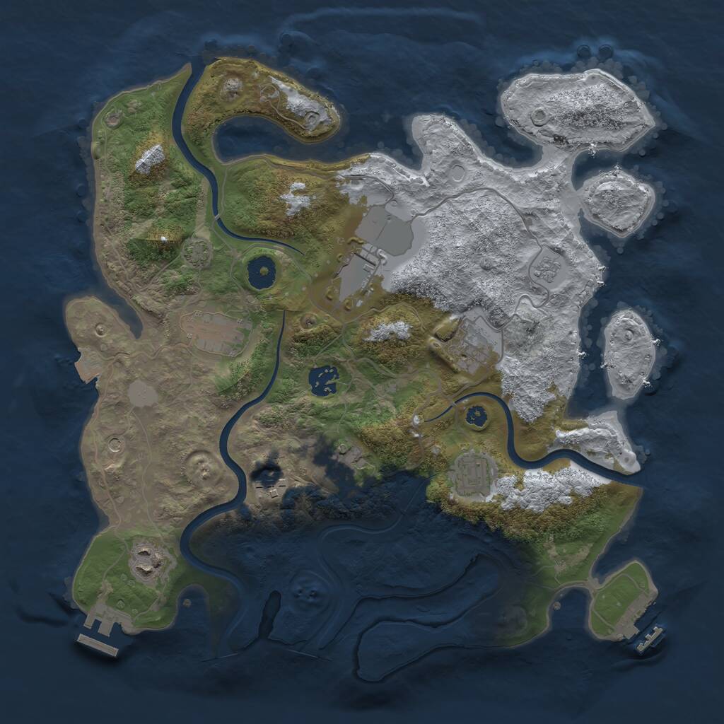 Rust Map: Procedural Map, Size: 3500, Seed: 6148767, 14 Monuments