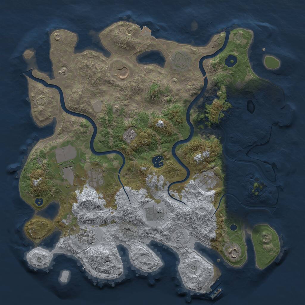 Rust Map: Procedural Map, Size: 3800, Seed: 6429689, 16 Monuments