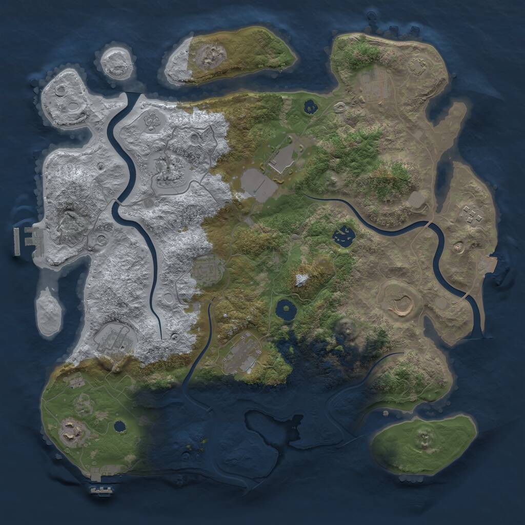 Rust Map: Procedural Map, Size: 3800, Seed: 3990368, 16 Monuments
