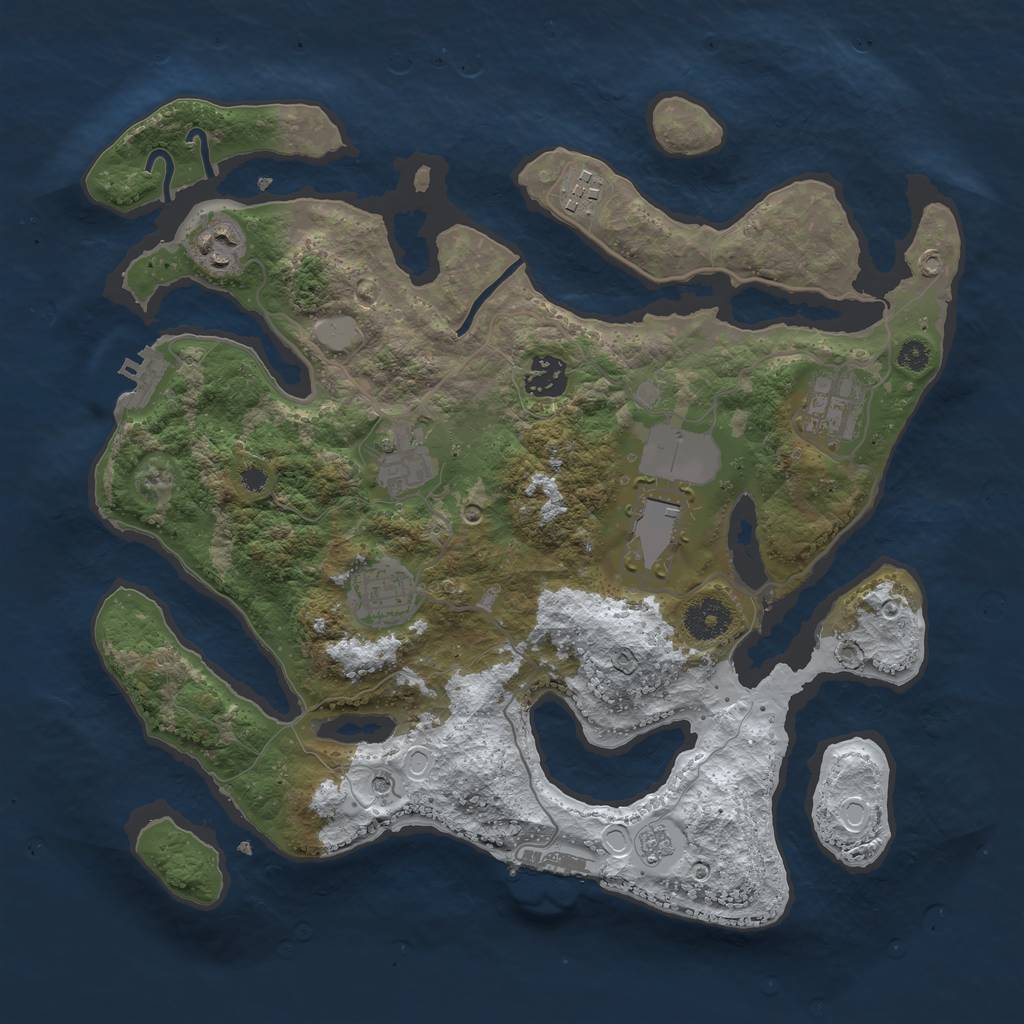 Rust Map: Procedural Map, Size: 3500, Seed: 58794256, 16 Monuments