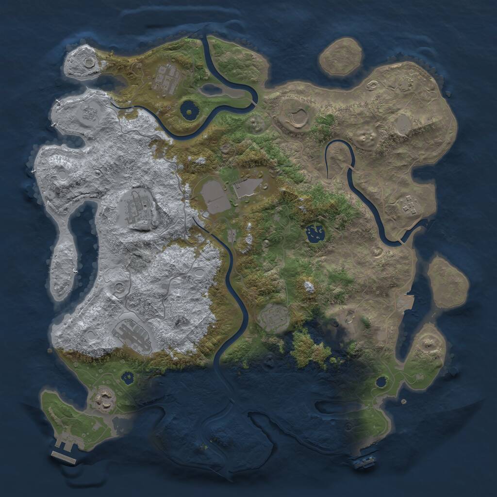 Rust Map: Procedural Map, Size: 3950, Seed: 871810703, 16 Monuments