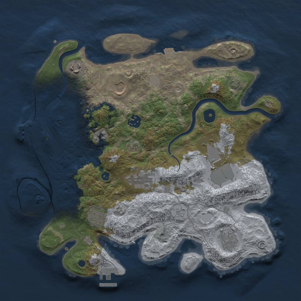 Rust Map: Procedural Map, Size: 3500, Seed: 829556, 14 Monuments