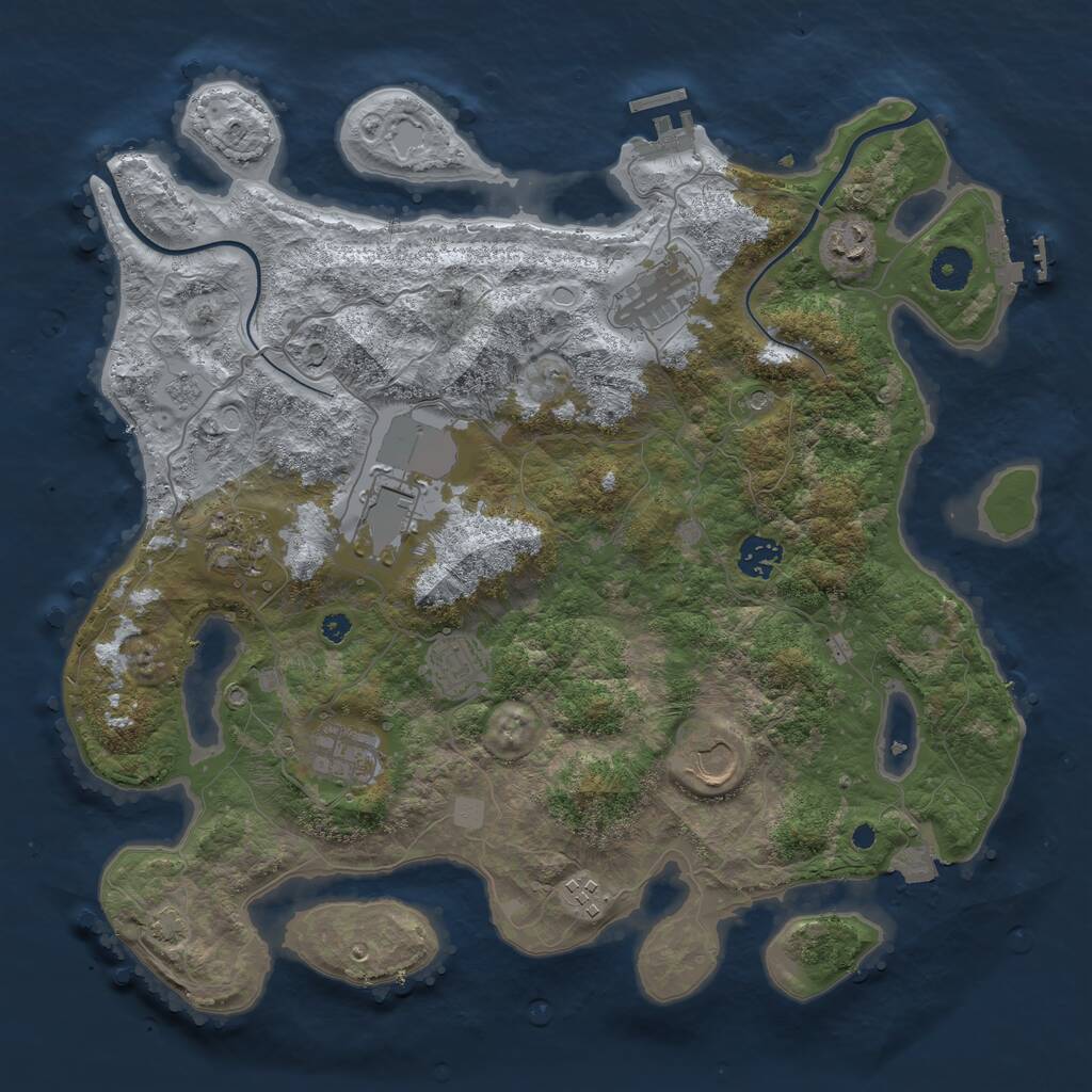 Rust Map: Procedural Map, Size: 3800, Seed: 3064473, 15 Monuments