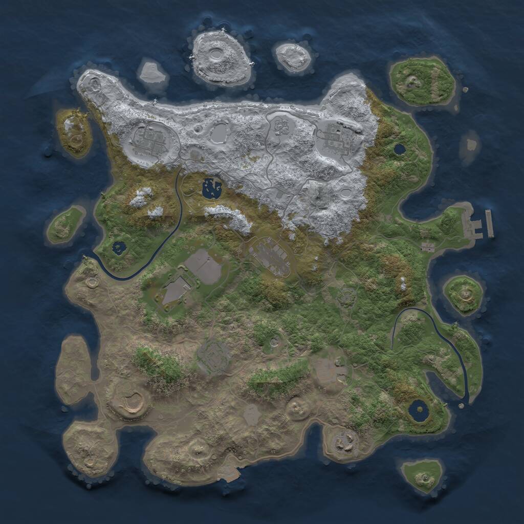Rust Map: Procedural Map, Size: 3800, Seed: 5329054, 14 Monuments