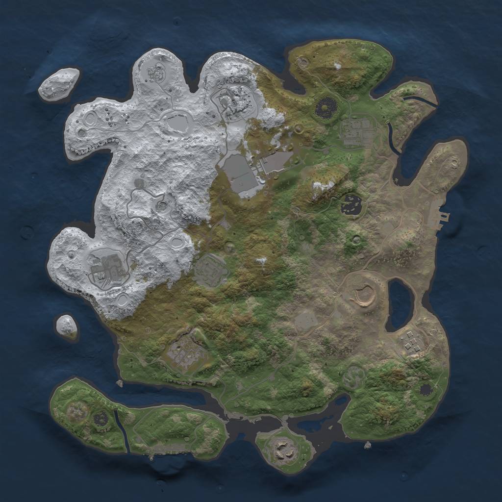 Rust Map: Procedural Map, Size: 3500, Seed: 1075618, 19 Monuments