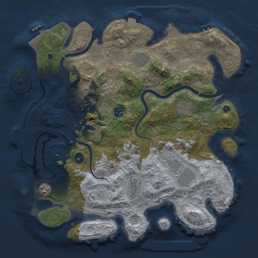 Rust Map: Procedural Map, Size: 3800, Seed: 6383316, 15 Monuments