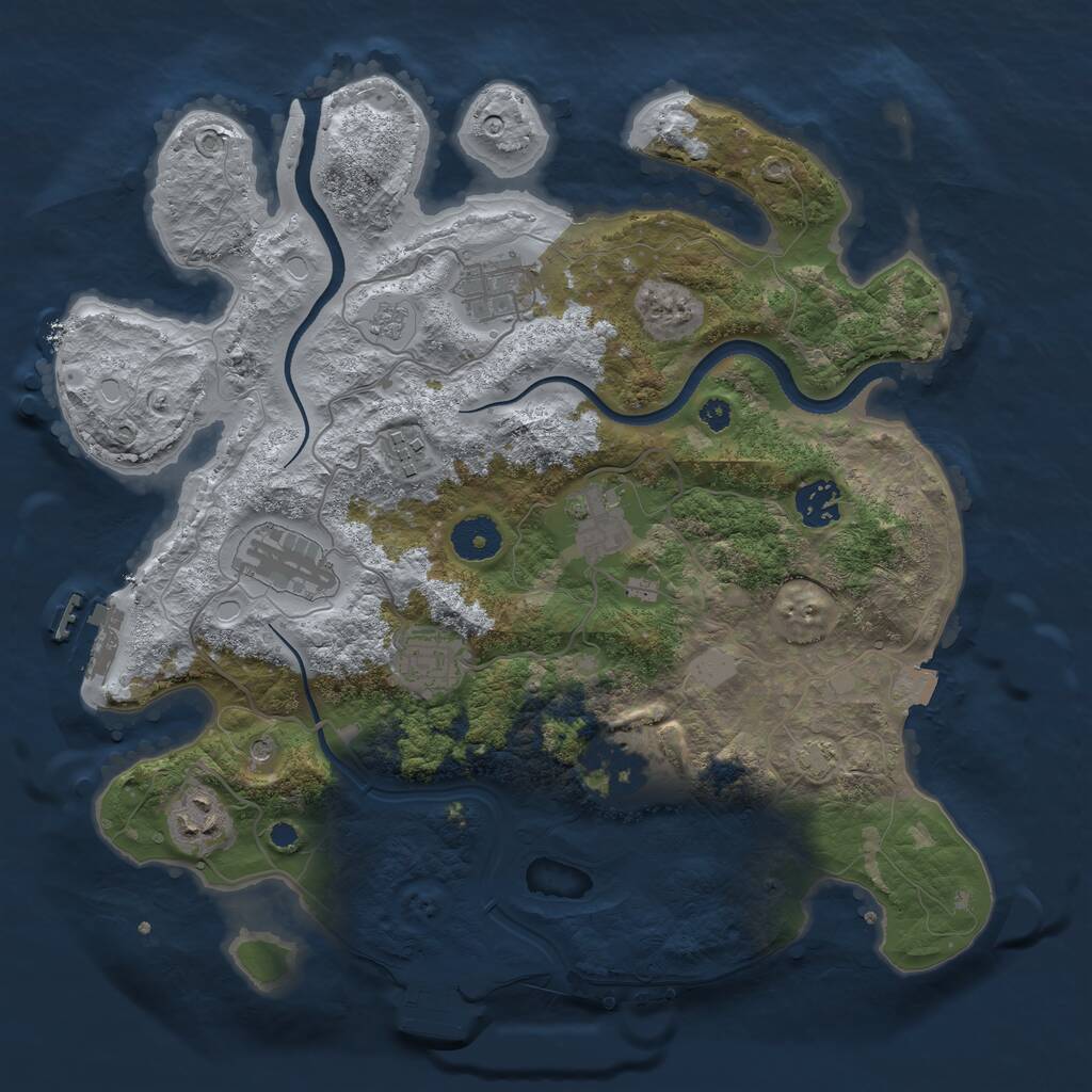 Rust Map: Procedural Map, Size: 3500, Seed: 4860719, 14 Monuments