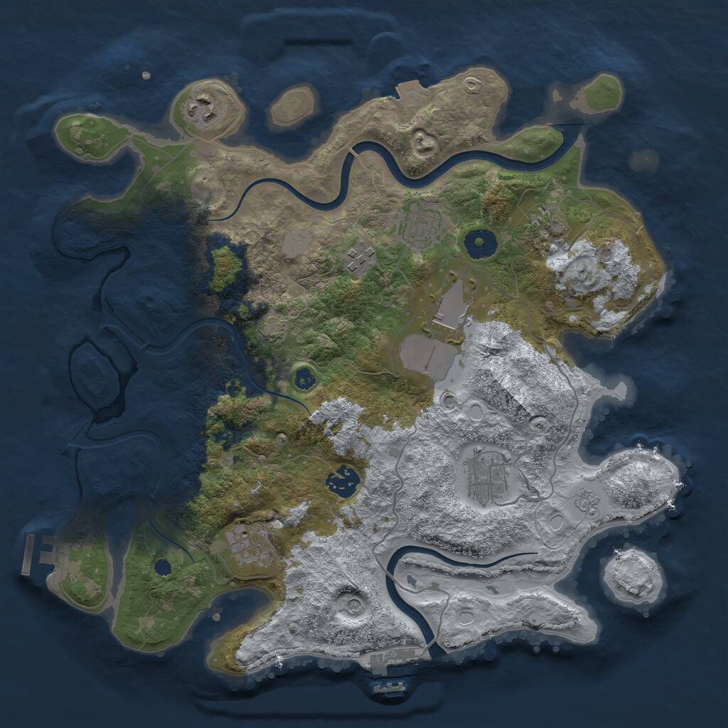 Rust Map: Procedural Map, Size: 3500, Seed: 1987924039, 14 Monuments