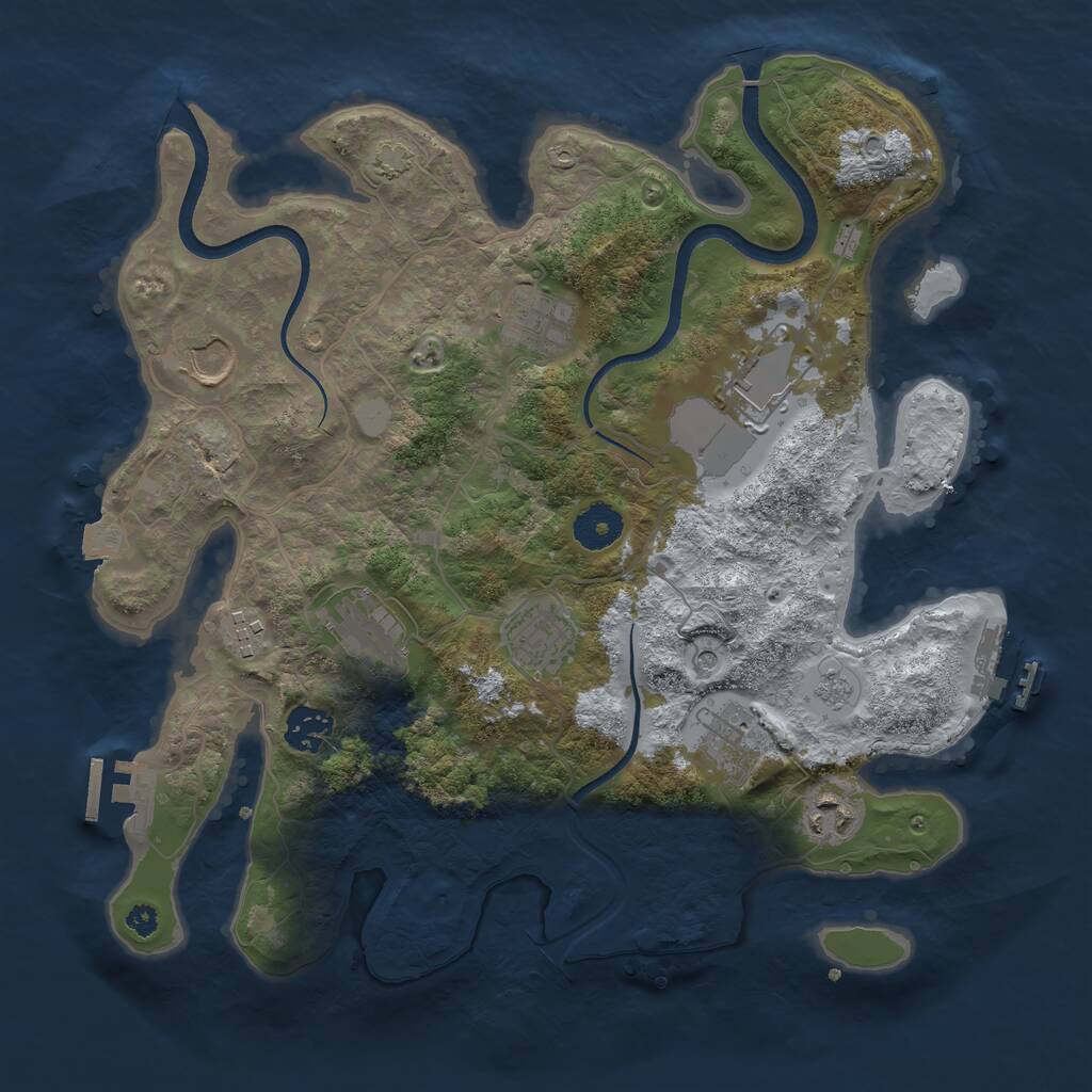 Rust Map: Procedural Map, Size: 3500, Seed: 4904525, 15 Monuments