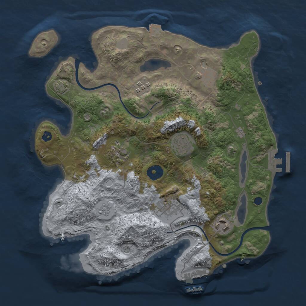 Rust Map: Procedural Map, Size: 3000, Seed: 55225824, 12 Monuments