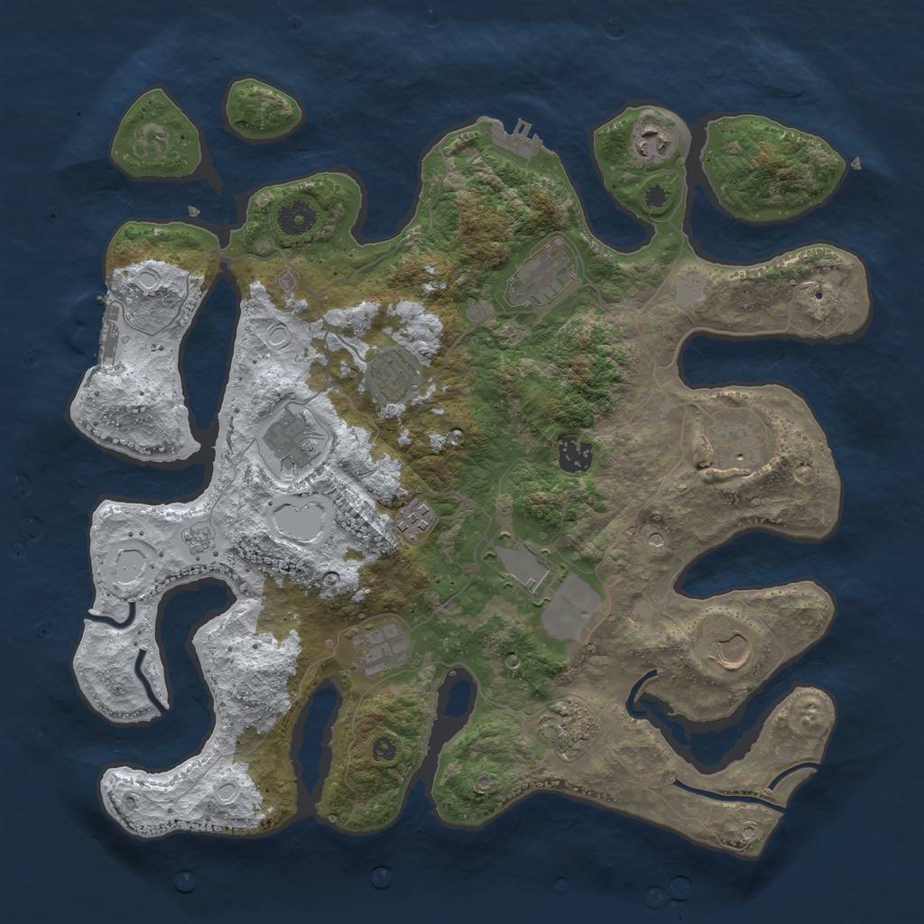 Rust Map: Procedural Map, Size: 3850, Seed: 1331107819, 20 Monuments