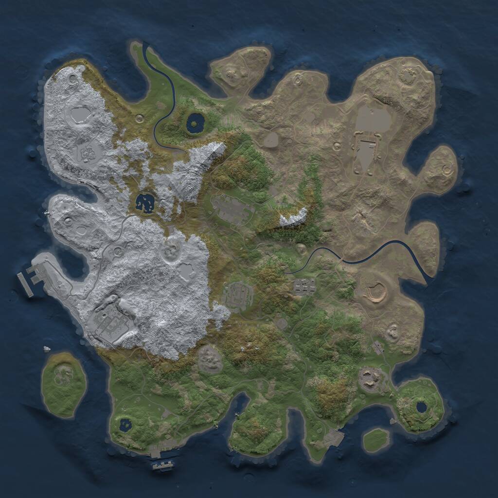 Rust Map: Procedural Map, Size: 3800, Seed: 4308718, 14 Monuments